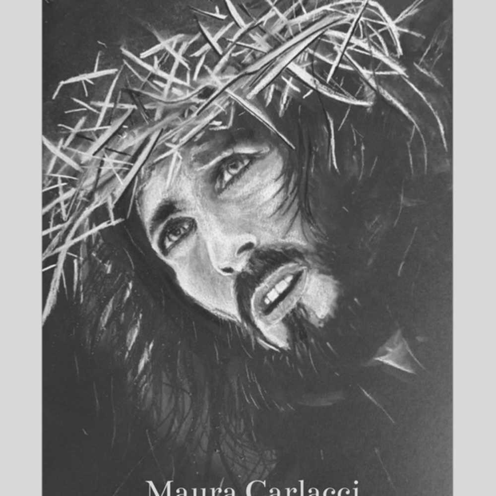 Hand Sketched Print of Jesus of Nazareth - white pencil on Strathmore  paper - Picture 4 of 4